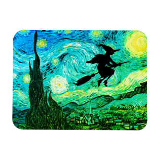 Starry Night Moon Flying Hexe-Silhouette Magnet