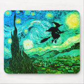 Starry Night Moon Flying Hexe-Silhouette Mousepad (Vorne)