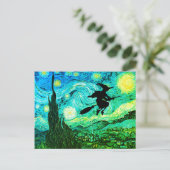Starry Night Moon Flying Hexe-Silhouette Postkarte (Stehend Vorderseite)