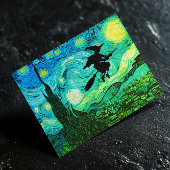 Starry Night Moon Flying Hexe-Silhouette Postkarte