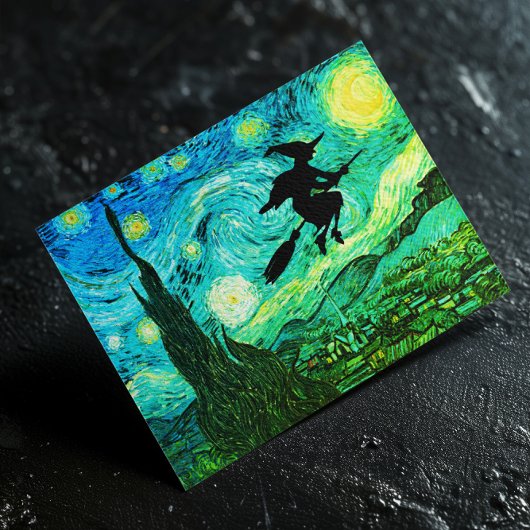 Starry Night Moon Flying Hexe-Silhouette Postkarte