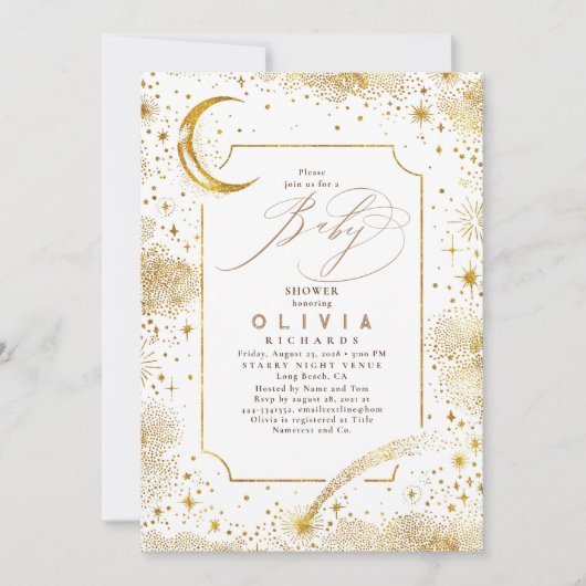 Starry Night Moon Mystical Celestial Baby Dusche Einladung (Vorderseite)