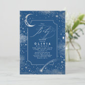 Starry Night Moon Mystical Celestial Baby Dusche Einladung (Stehend Vorderseite)