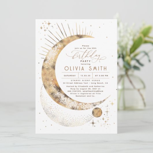 Starry Night Moon Mystical Celestiday Einladung (Stehend Vorderseite)