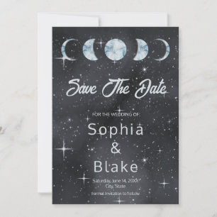 Starry Night Moon Phasen Zodiac Save the Date Einladung