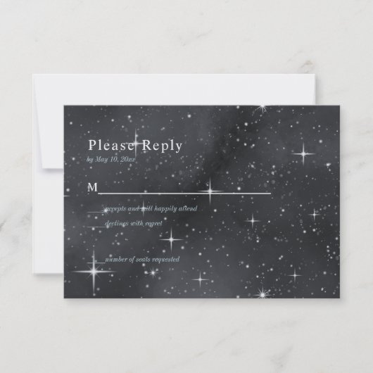 Starry Night Moon Phases Celestial RSVP Card Karte (Vorderseite)