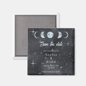 Starry Night Moon Phases Celestial Save the Date Magnet (Vorderseite/Rückseite)