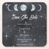 Starry Night Moon Phases Celestial Save the Date Rechteckiger Pappuntersetzer (Vorderseite)