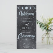 Starry Night Moon Phases Celestial Wedding Program (Stehend Vorderseite)