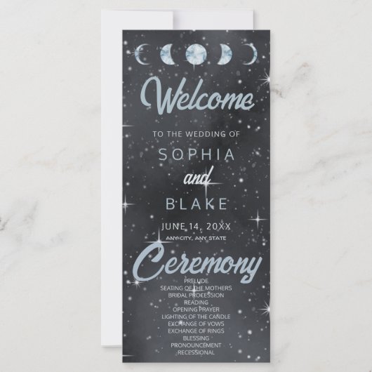 Starry Night Moon Phases Celestial Wedding Program (Vorderseite)