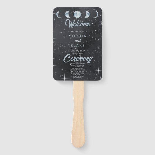 Starry Night Moon Phases Celestial Wedding Program Fächer (Vorderseite)