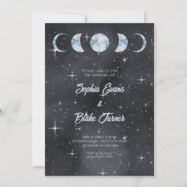 Starry Night Moon Phases Zodiac Celestial Hochzeit Einladung
