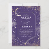 Starry Night Moon Shooting Star Celestie Wedding Einladung (Vorderseite)