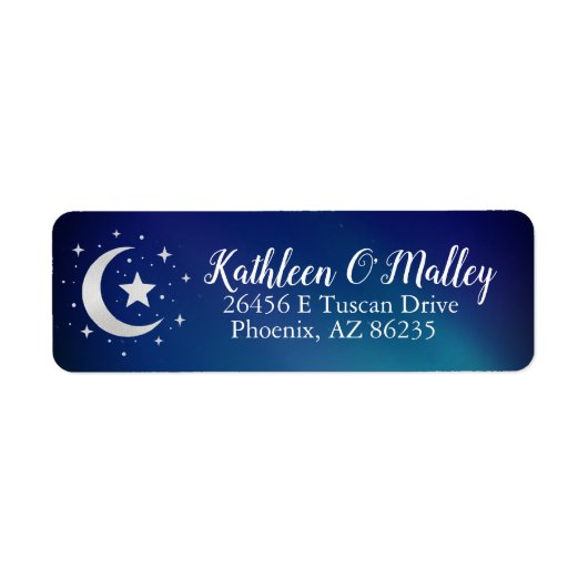 Starry Night Moon Stars Elegant Custom Label (Vorne)