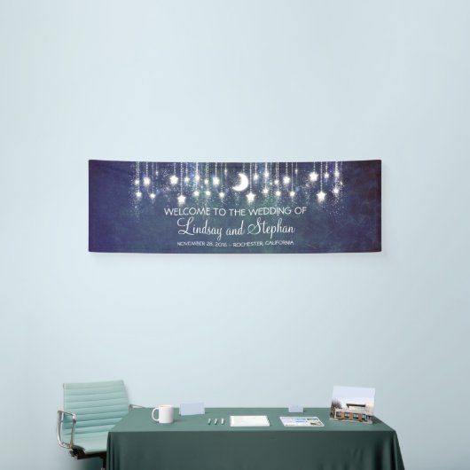 Starry Night Moon und Star Blue Wedding Banner (Messeveranstaltung)