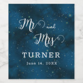 Starry Night Mr. and Mrs Wedding Weinetikett (Einzelnes Label)