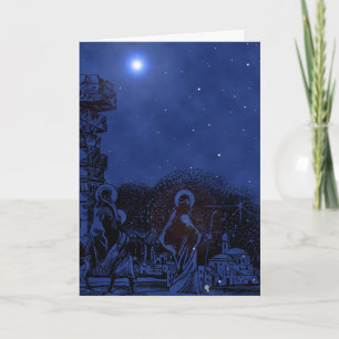 Starry Night Nativity Scene Feiertagskarte