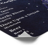 ?Starry Night Navy Blue Quinceanera Bar Drink Menu Poster (Ecke)