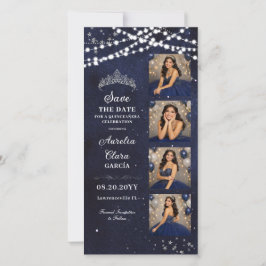 Starry Night Navy Blue Quinceañera Photo Booth Save The Date