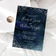 Starry Night Navy Blue Silver Glitzer Hochzeit