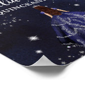 Starry Night Navy Blue Silver Quinceañera Geburtst Poster (Ecke)