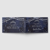 Starry Night Navy Blue Silver Sweet 16 Birthday Gästebuch (Voll)