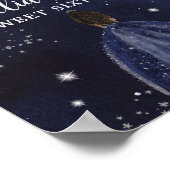 Starry Night Navy Blue Silver Sweet 16 Brown Girl Poster (Ecke)