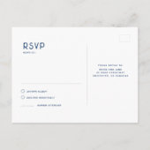 Starry Night Navy Blue und Silver Wedding RSVP Postkarte (Rückseite)
