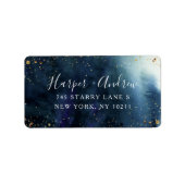 Starry Night Navy Blue Watercolor Rücksendeadresse Adressaufkleber (Vorne)