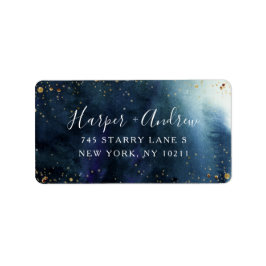Starry Night Navy Blue Watercolor Rücksendeadresse Adressaufkleber