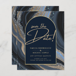 Starry Night Navy Gold Agate Wedding RETT DATE