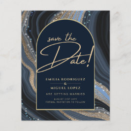 Starry Night Navy Gold Agate Wedding RETT DATE Flyer