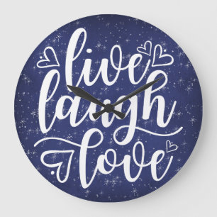 Starry Night Navy Live Lagh Liebe Sprichwort Wall Große Wanduhr