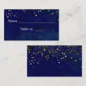 Starry Night Navy und Imitate Gold Glitzer Platzkarte (Vorne/Hinten)