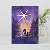 Starry Night New Year Wishes – Wishing Upon a Star Feiertagskarte (Stehend Vorderseite)