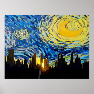 Starry Night New York Abstract Sky Poster