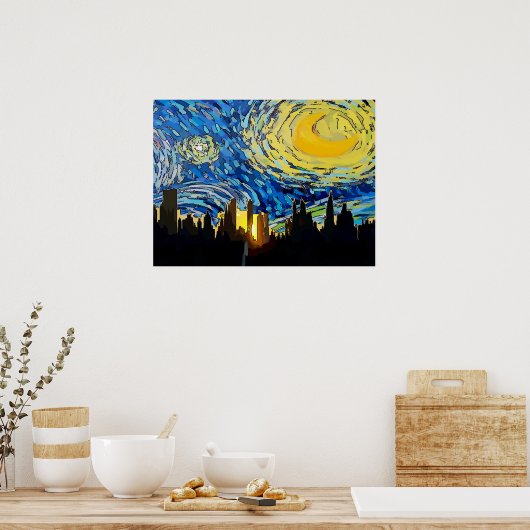 Starry Night New York Abstrakt Sky Poster (Küche)