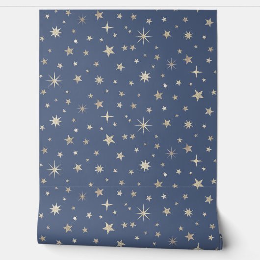Starry Night Niedlich Fun Gender Neutral Dusty Blu Tapete (Abrollen)