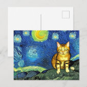 Starry Night Niedlich Vincent Van Gogh Cat Postkarte (Vorne/Hinten)