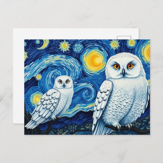 Starry Night Niedlich Vincent Van Gogh Owl Postkarte (Vorne/Hinten)