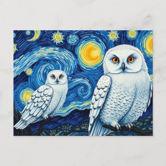 Starry Night Niedlich Vincent Van Gogh Owl Postkarte (Vorderseite)