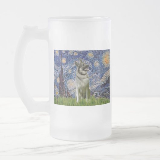 Starry Night - Norwegischer Elkhound Mattglas Bierglas (Links)