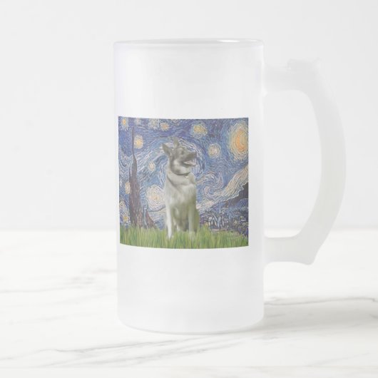 Starry Night - Norwegischer Elkhound Mattglas Bierglas (Rechts)