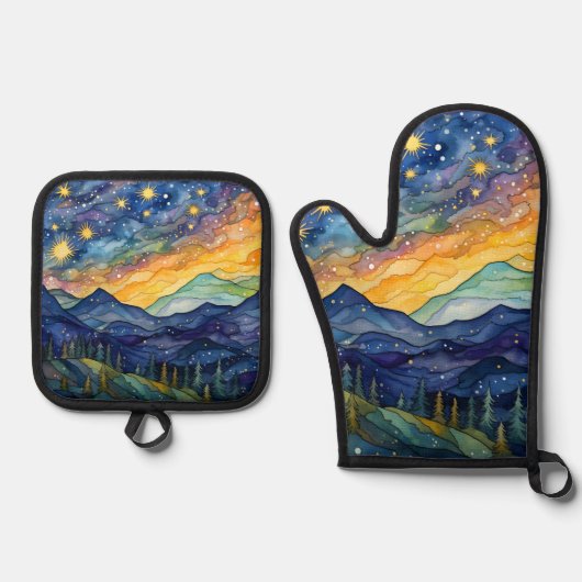 Starry Night Ofenhandschuh & Topflappen-Set