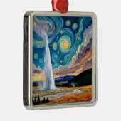 Starry Night Old Faithful Yellowstone Park Ornament Aus Metall (Rechts)