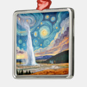 Starry Night Old Faithful Yellowstone Park Ornament Aus Metall (Links)