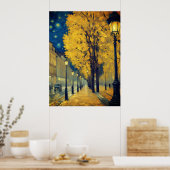 Starry Night on Andrássy Avenue, Budapest Poster (Küche)