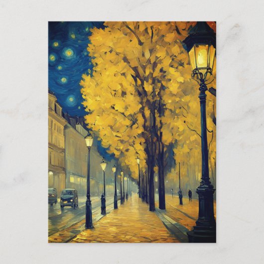 Starry Night on Andrássy Avenue, Budapest Postkarte (Vorderseite)