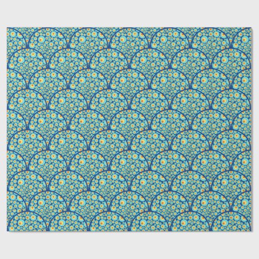 Starry Night on Sea Doodle Art Deco Scallop Geschenkpapier (Flach)