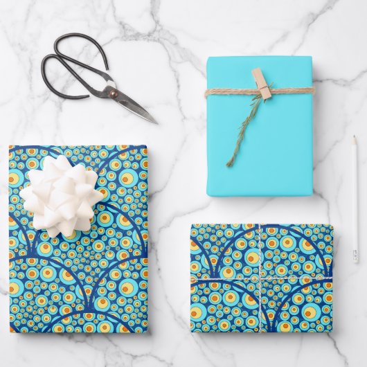 Starry Night on Sea Doodle Art Deco Scallop Geschenkpapier Set (Vorderseite)